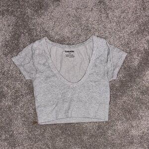 Garage Light Gray V-Neck Crop Top